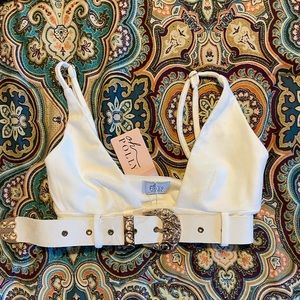 ivory suede top with belt!